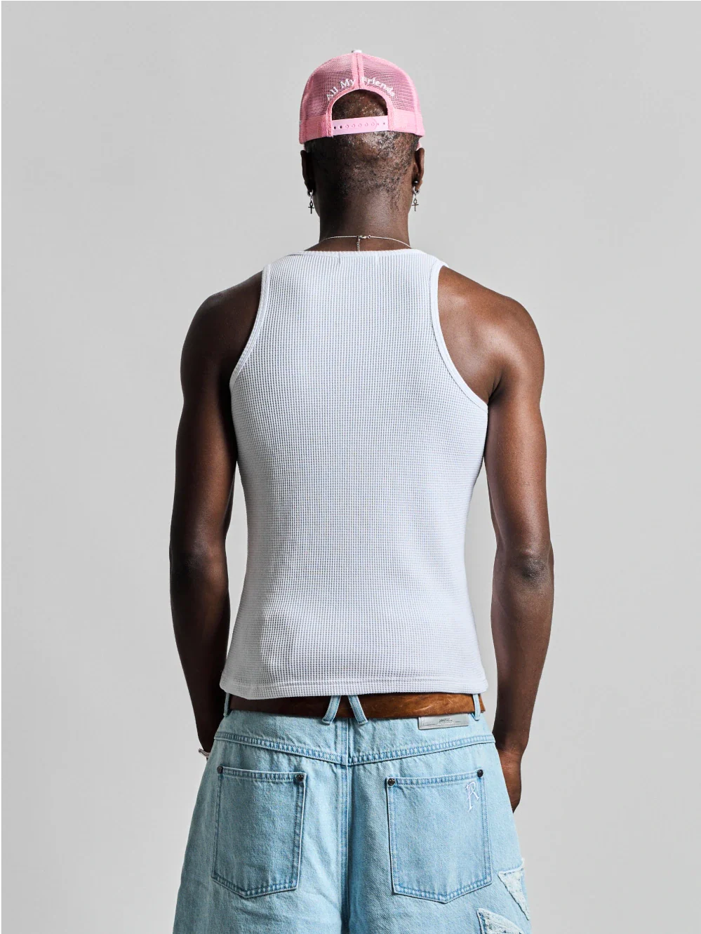 Waffle Tank Top White - Image 4
